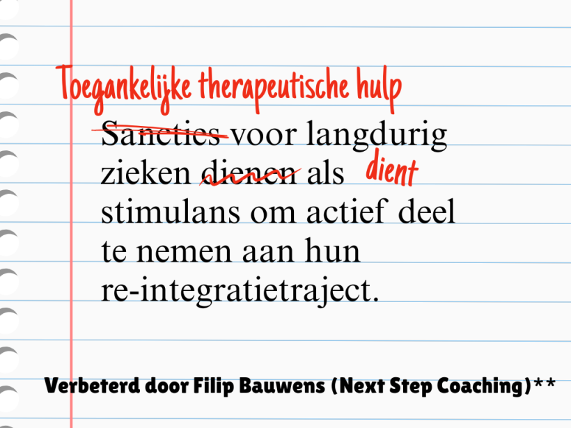Toegankelijke therapeutische hulp voor langdurig zieken dient als stimulans om actief deel te nemen aan hun re-integratietraject.